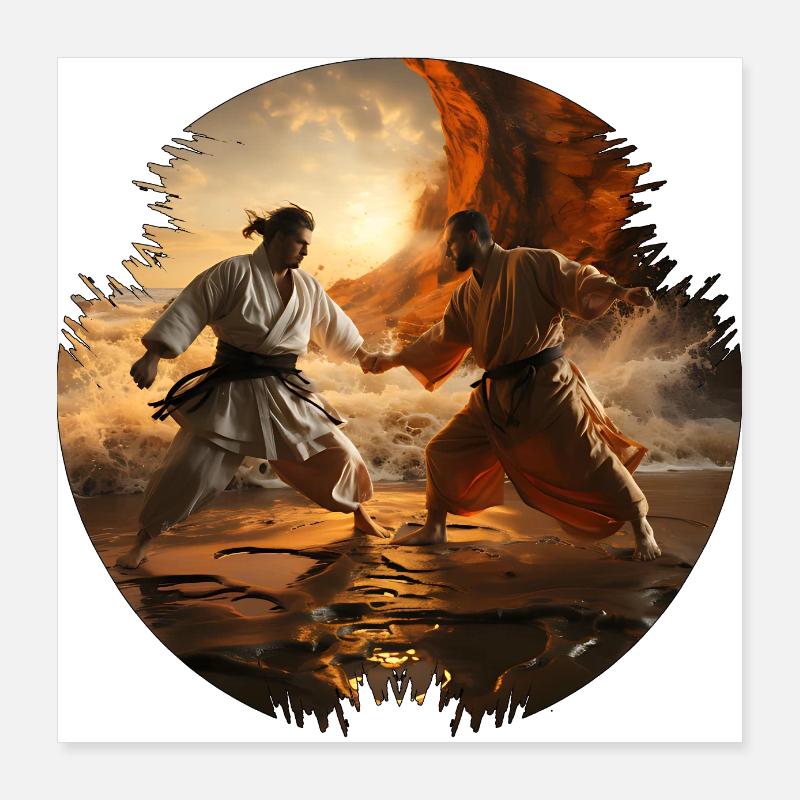Les combattants de karaté sont en bonne forme physique Poster 40 x 40 cm