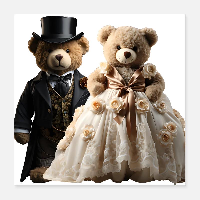 Two happy newlywed bears Poster 16" x 16" (40x40 cm)