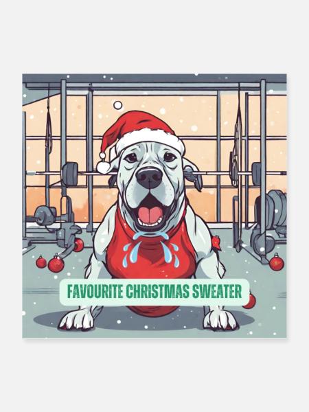 Die Jingle Bells - Doggy Edition - Poster 40x40 cm - Weiß - Vorne
