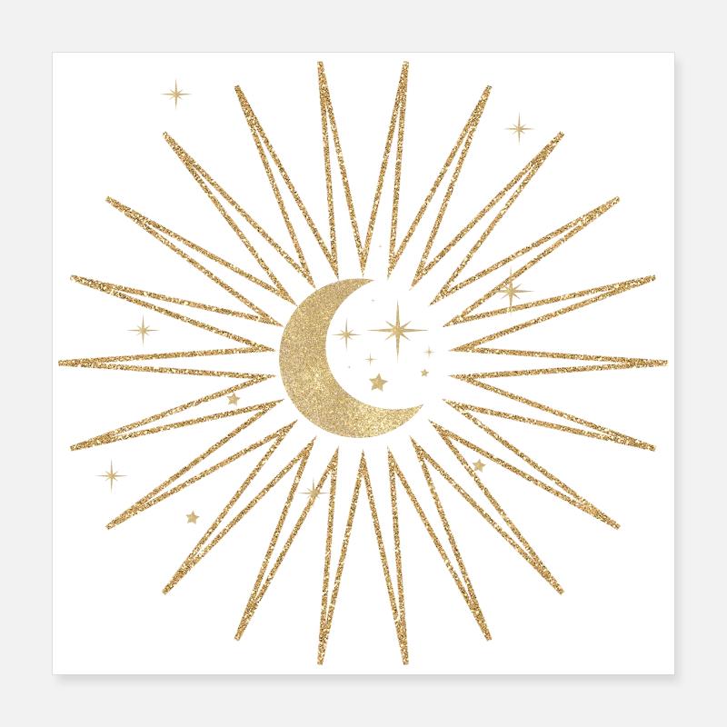 Étoile lune soleil Poster 40 x 40 cm