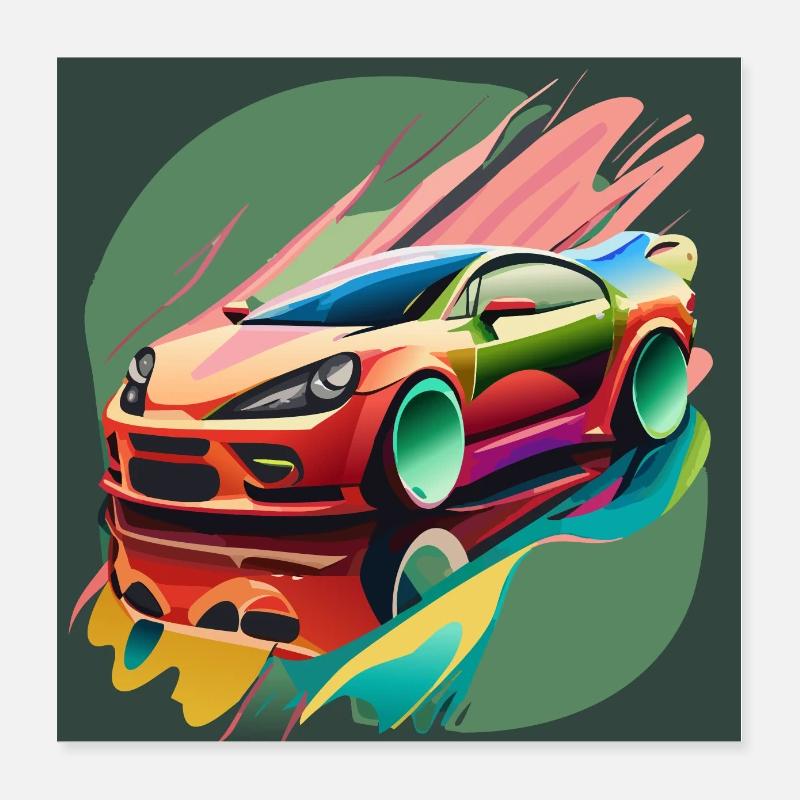 Splash Race Car - Poster 16" x 16" (40x40 cm) - white