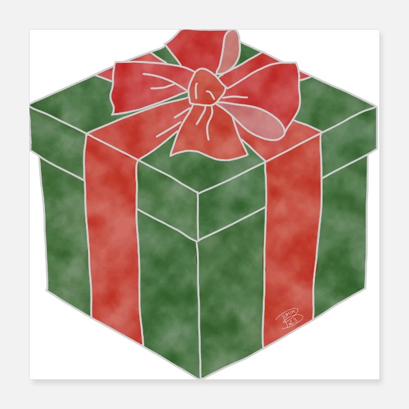 "Geschenk", Boho Line Art Design, Serie „Xmas“ Poster 40x40 cm