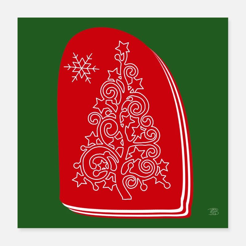 « Arbre », Boho Line Art Design, Série « Noël » - Poster 40 x 40 cm - blanc