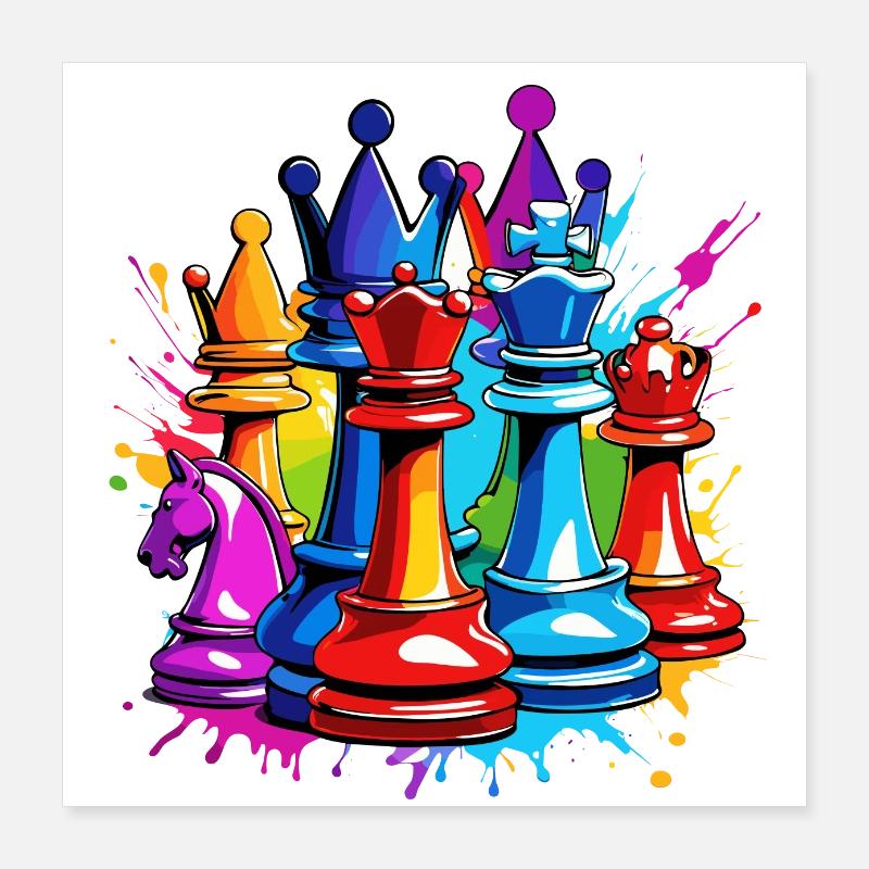 Chess / Pieces / Strategy / Brain Teaser / Nerd Poster 16" x 16" (40x40 cm)