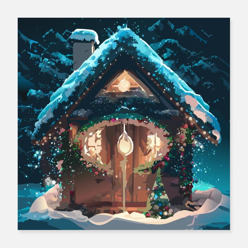 Cabane dans la neige Poster 40 x 40 cm