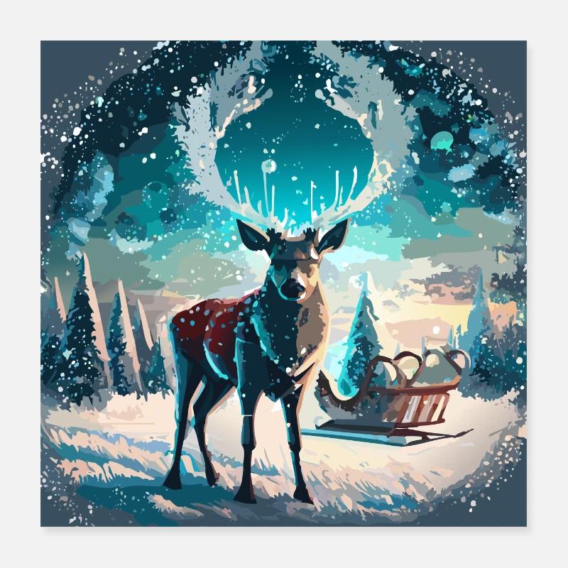 Magic Reindeer Poster 16" x 16" (40x40 cm)