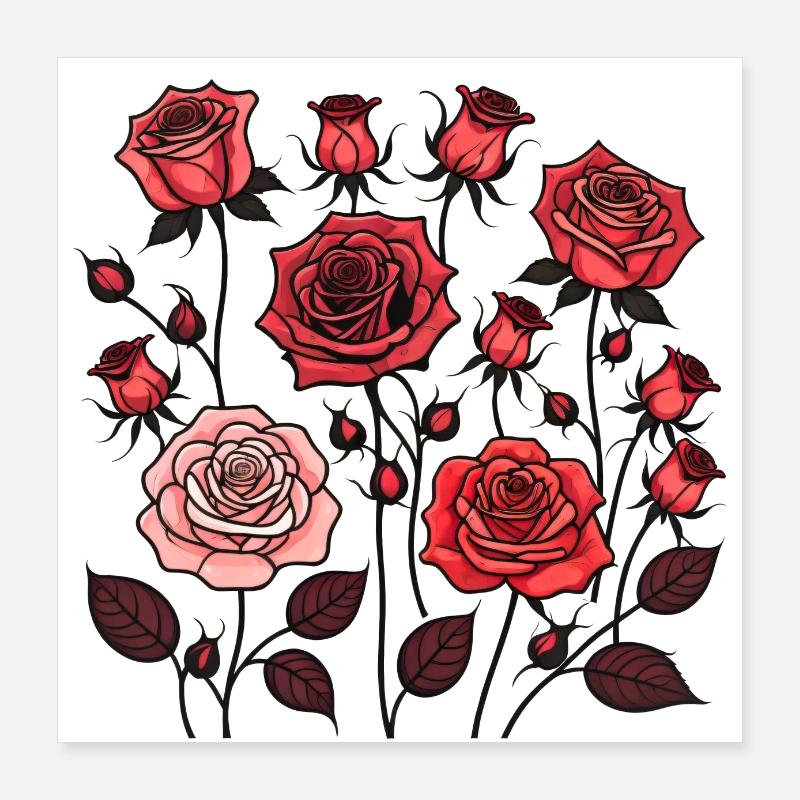 Rote Rosen Poster 40x40 cm