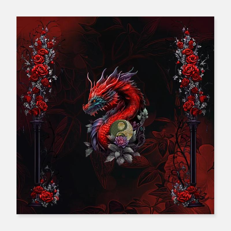 Vidunderlig kinesisk drage Poster 40x40 cm