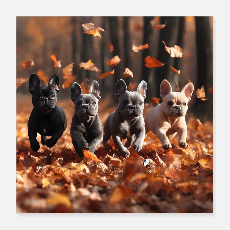 Bully Party dans le feuillage d’automne Poster 40 x 40 cm