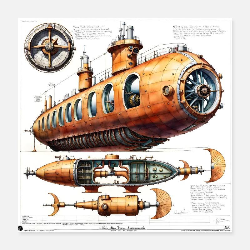Submarine #4 Poster 16" x 16" (40x40 cm)