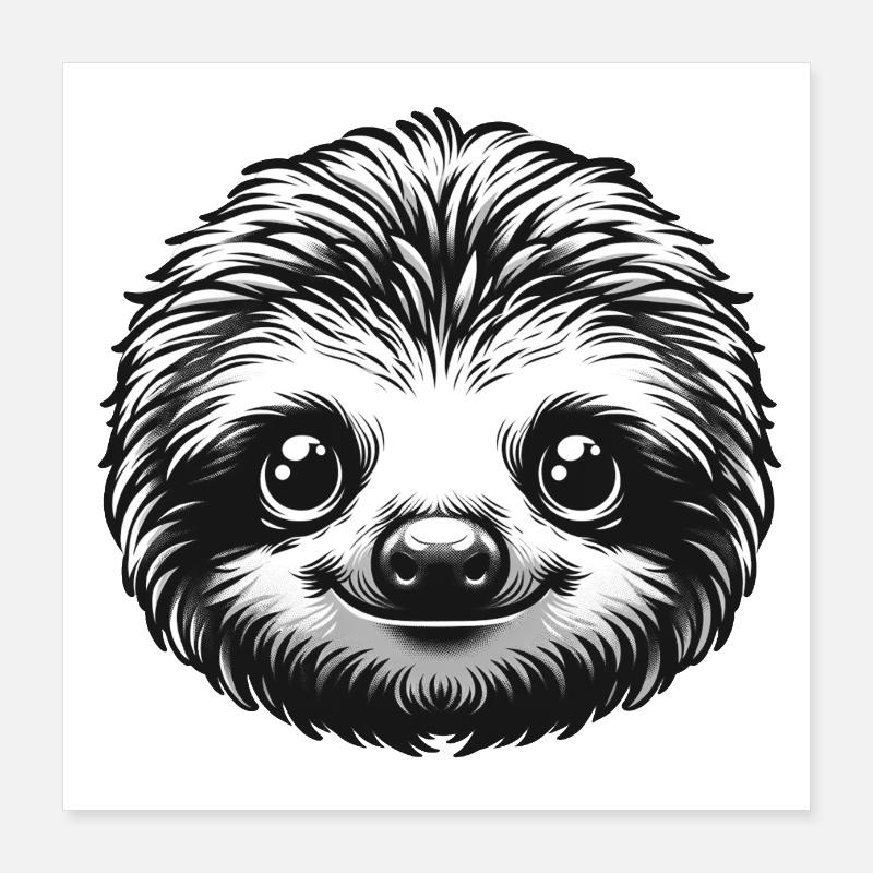 Little sloth. Cute Animal Children Poster 16" x 16" (40x40 cm)