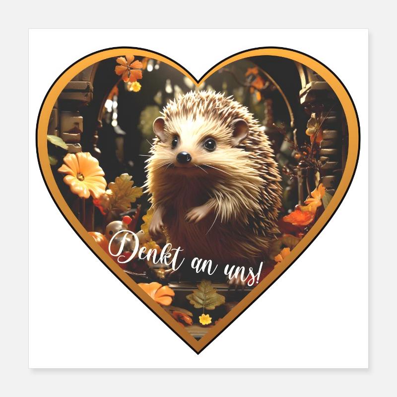 Denkt an uns Igel Poster 40x40 cm