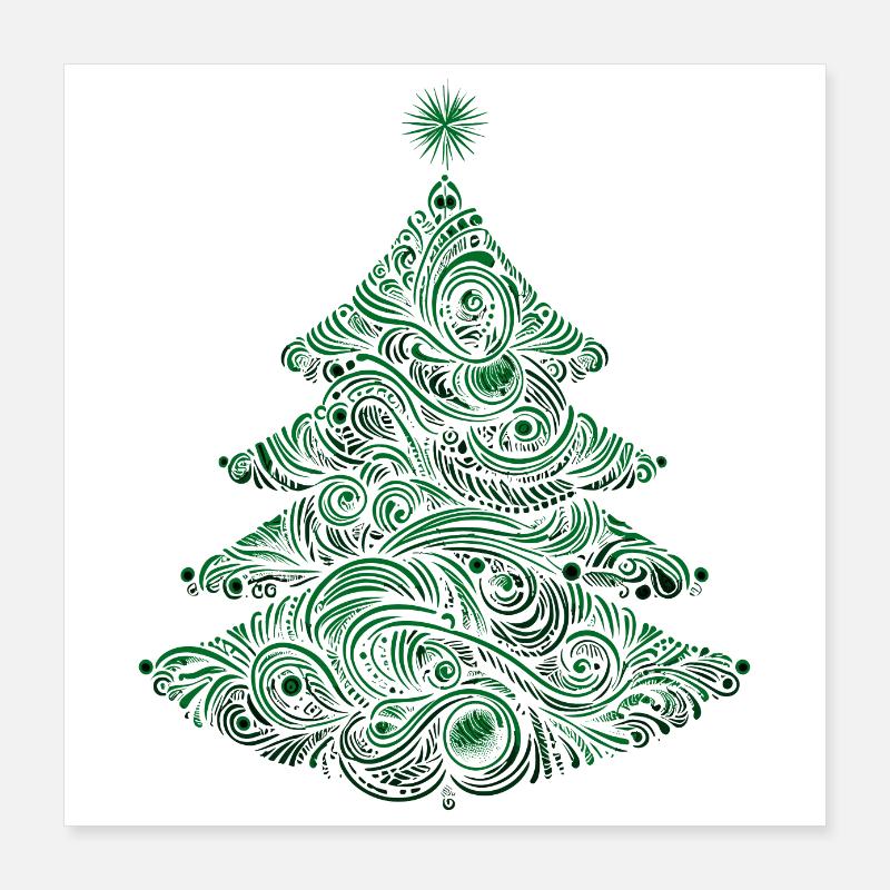 Sapin de noël stylisé Poster 40 x 40 cm