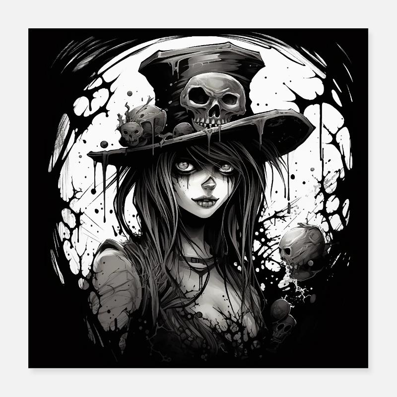Emo Horrorpunk Fille Poster 40 x 40 cm