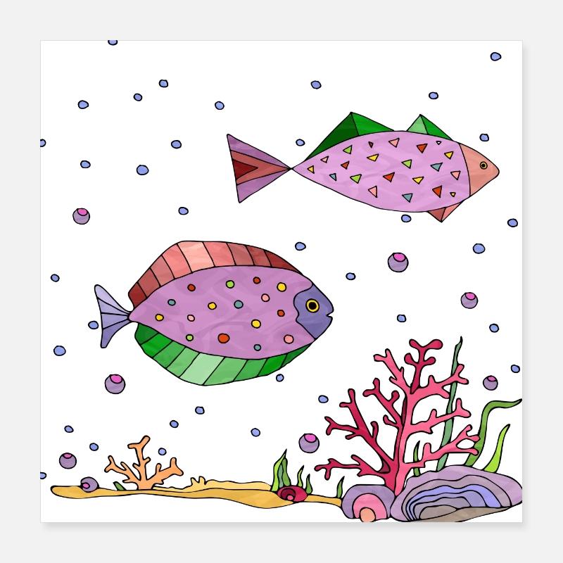 Poissons Poster 40 x 40 cm