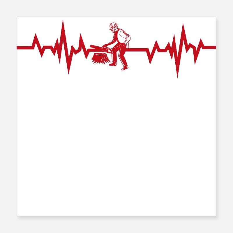 Funny Lumberjack Heartbeat Poster 16" x 16" (40x40 cm)