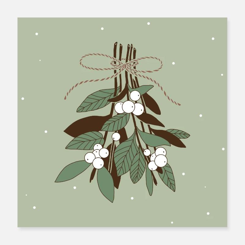 Brins de myrtille, vert-brun Poster 40 x 40 cm