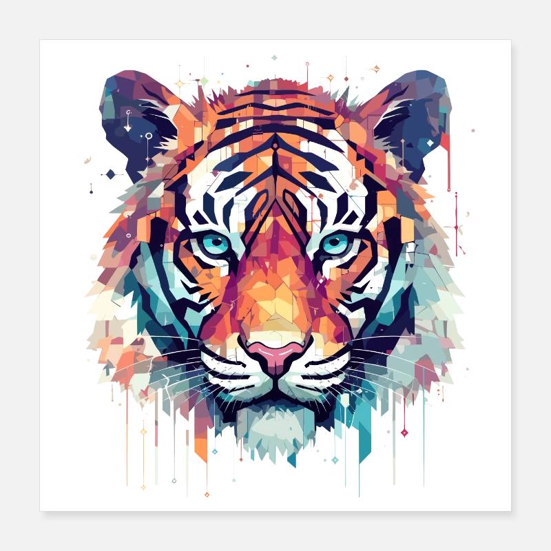 Tigre Liberté Animale Monde Faune Abstrait Poster 40 x 40 cm