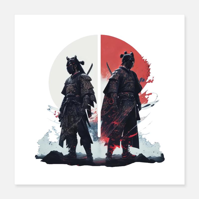 Samouraï de jour et de nuit Poster 40 x 40 cm