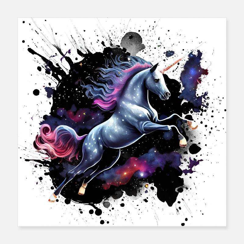 Einhorn im All Poster 40x40 cm