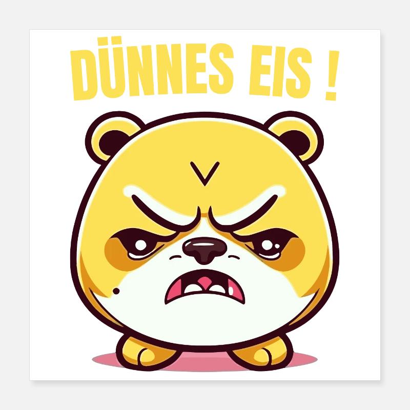 Dünnes Eis mit zorniger Katze Poster 40x40 cm