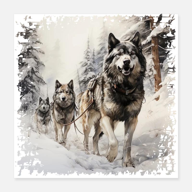Sled dogs are very persistent Poster 16" x 16" (40x40 cm)