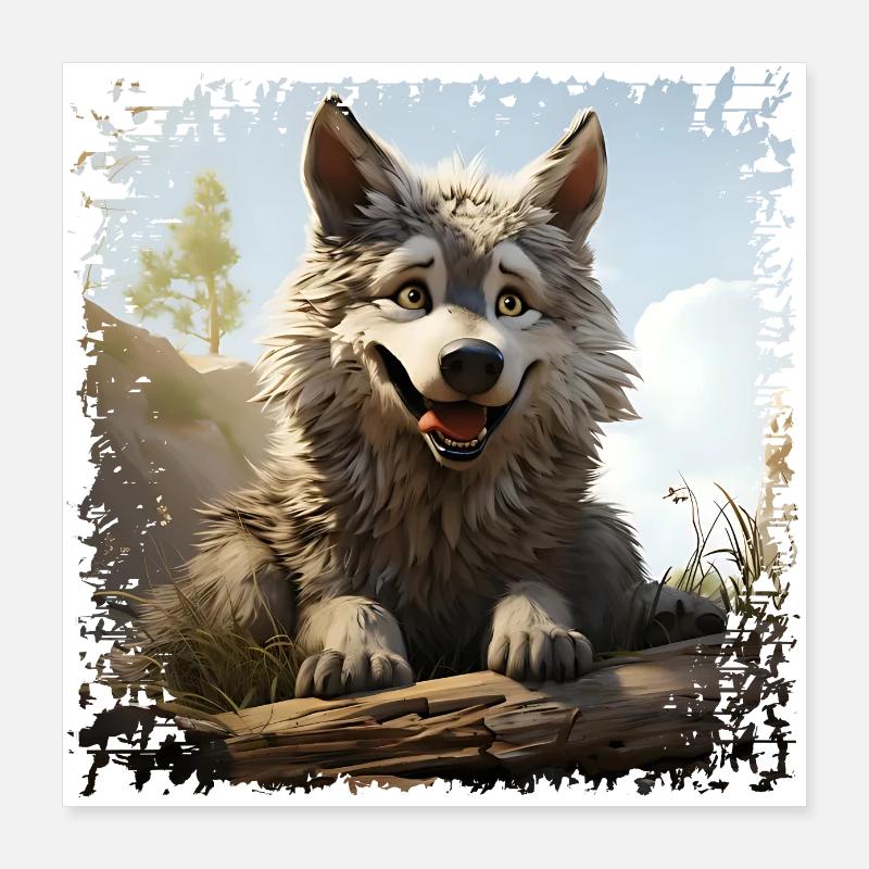 Funny Wolf Poster 16" x 16" (40x40 cm)
