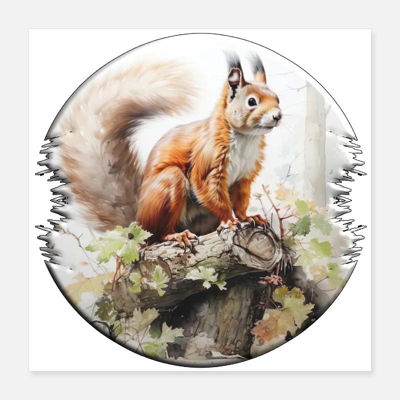 Squirrels are social animals Poster 16" x 16" (40x40 cm)