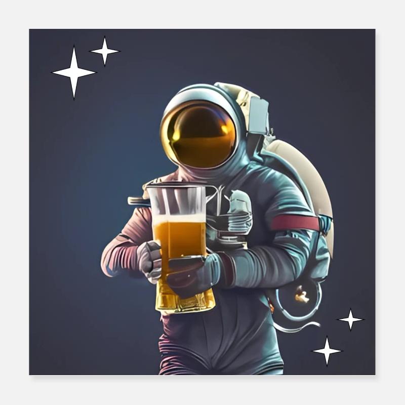 Astronauten-Bier Poster 40x40 cm