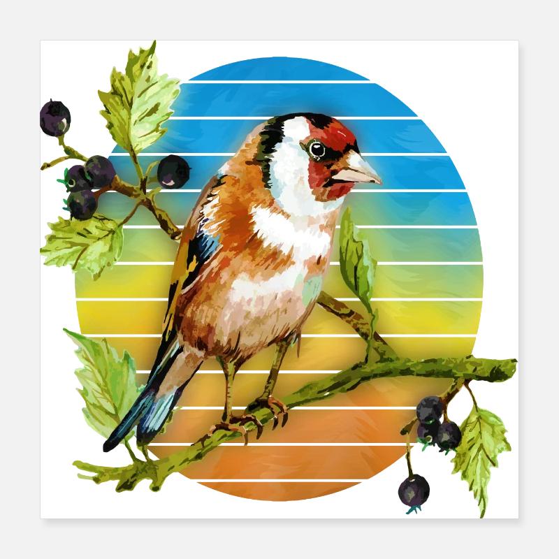 Bunter Vogel Poster 40x40 cm