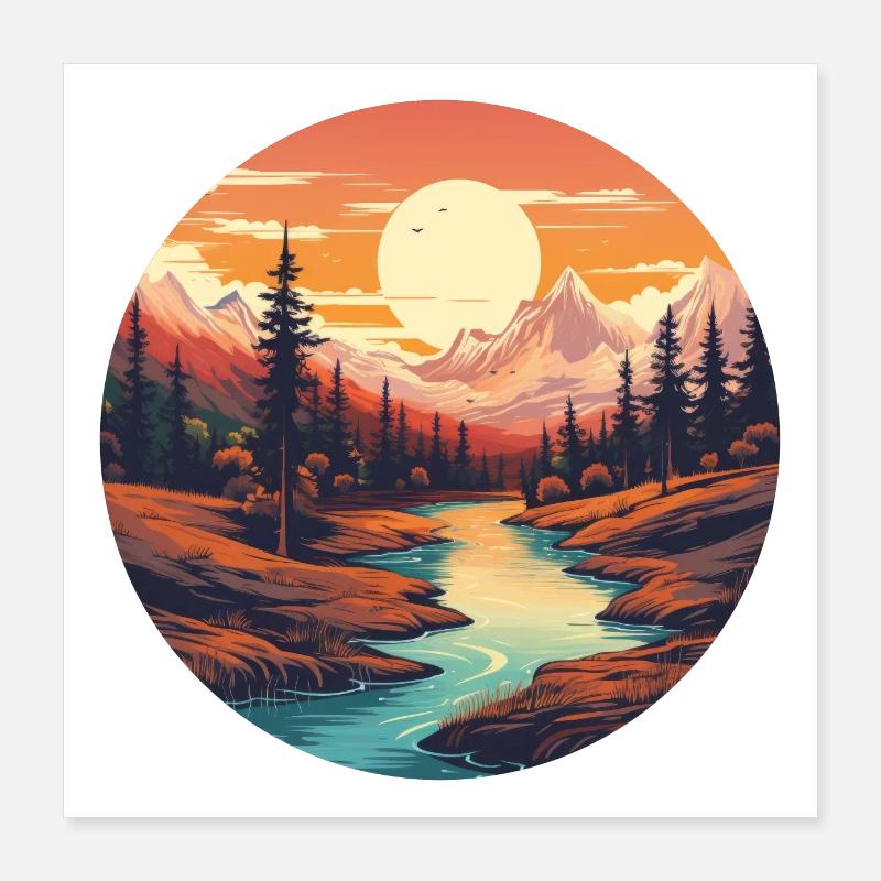 Traumhafte Landschaft Poster 40x40 cm