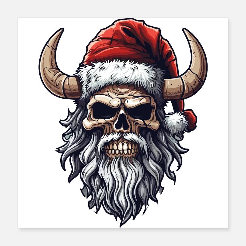 Crâne Crâne, Noël des Vikings Poster 40 x 40 cm