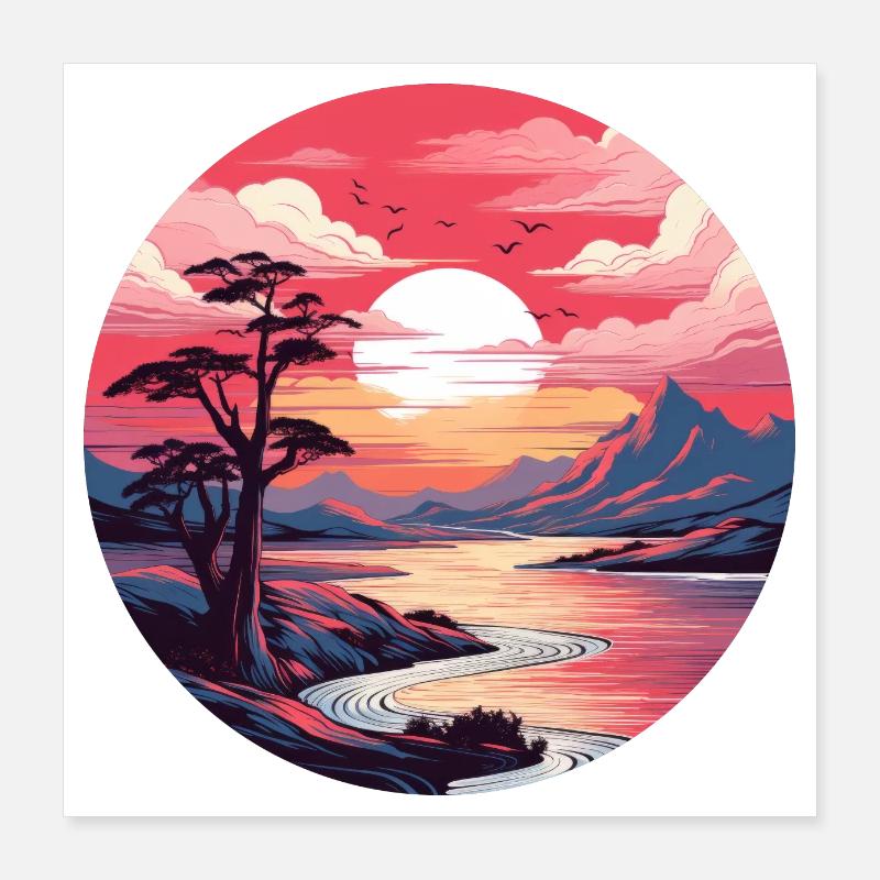 Lever de soleil rouge Poster 40 x 40 cm