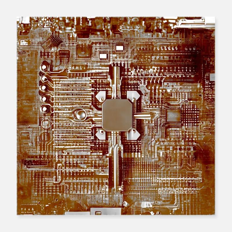 Processeur de style Giger - Poster 40 x 40 cm - blanc