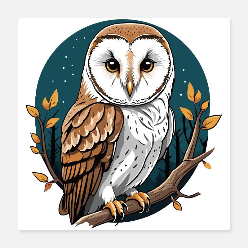 Barn Owl Poster 16" x 16" (40x40 cm)