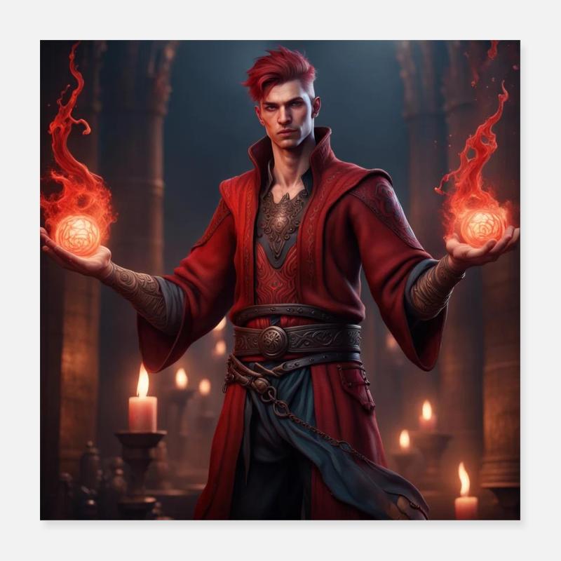 Conrad the Fire Elementalist - Poster 16" x 16" (40x40 cm) - white