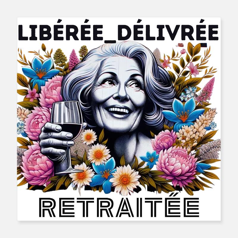 Libérée Délivrée Retraitée!! - Poster 40 x 40 cm - blanc