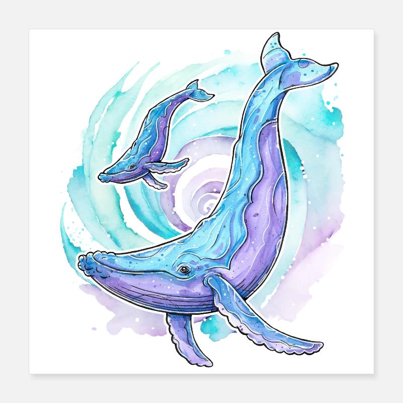 Humpback whale with calf Poster 16" x 16" (40x40 cm)