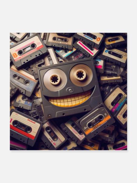 Kassette - Poster 40x40 cm - Weiß