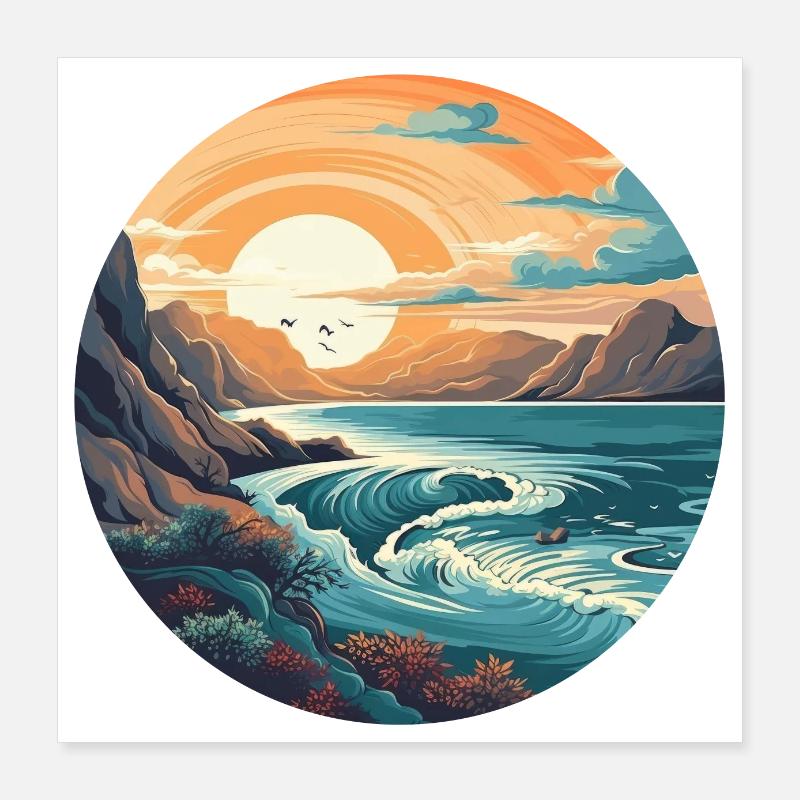 Plage rocheuse Poster 40 x 40 cm