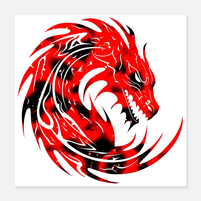 Fantasy Dragon Anime Dragon Head Reptile mythique Poster 40 x 40 cm
