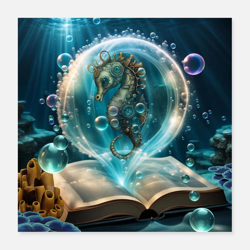 Un hippocampe mignon Poster 40 x 40 cm