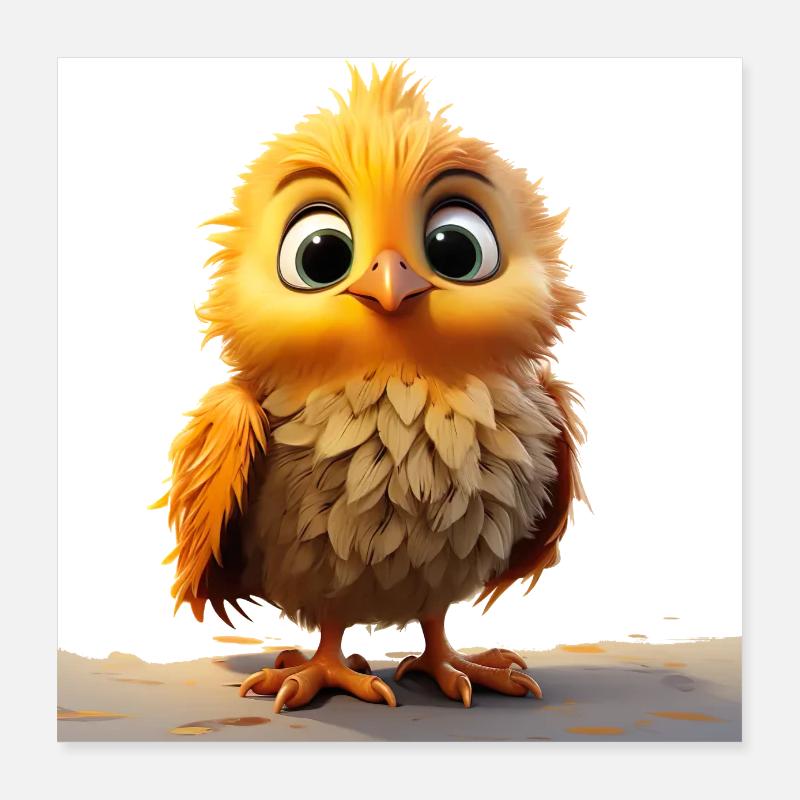 Petit poussin drôle Poster 40 x 40 cm