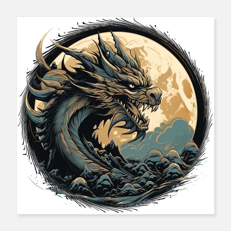 Uralter Drache Poster 40x40 cm