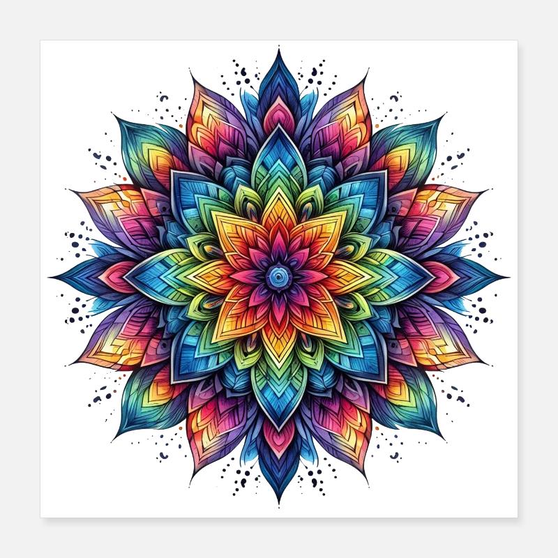 Mandala Harmony rainbow Poster 16" x 16" (40x40 cm)