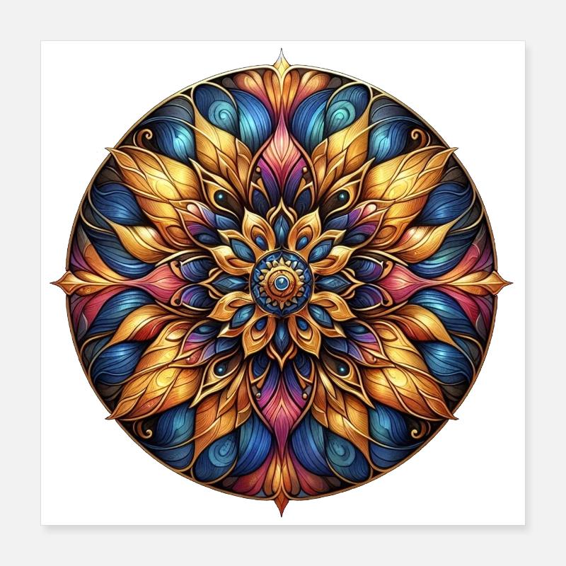 Mandala Harmony golden colour Poster 16" x 16" (40x40 cm)