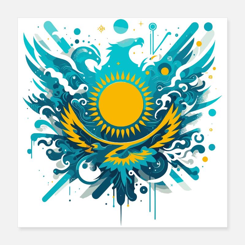 Kasachstan kunstvoll Geschenk Poster 40x40 cm