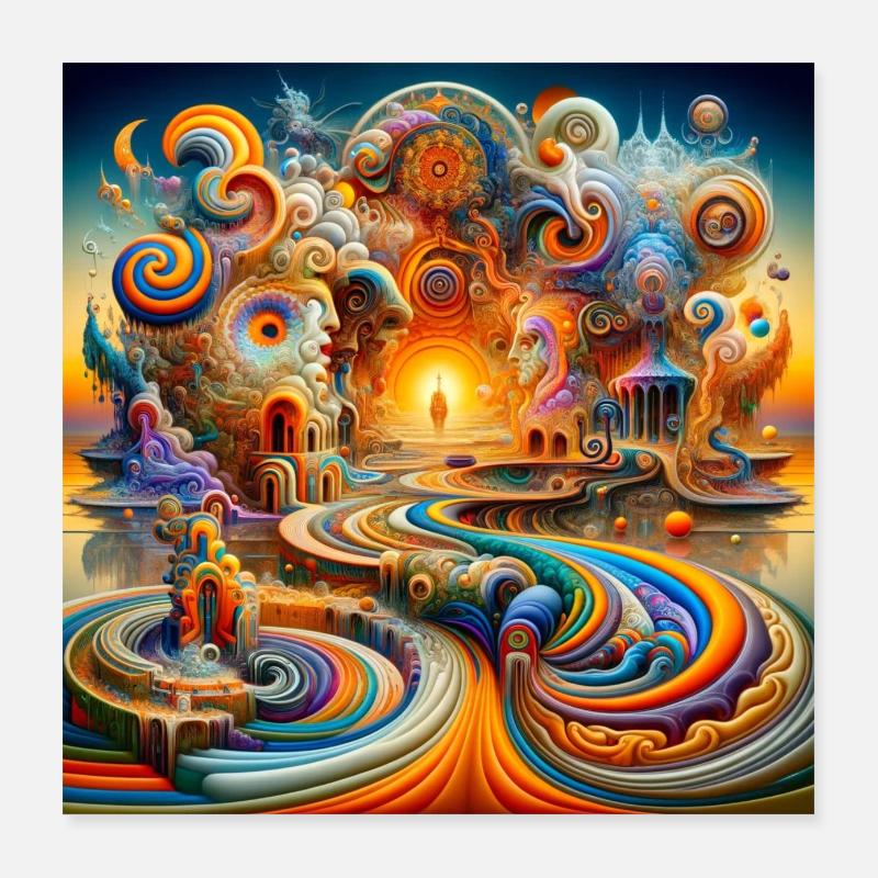 Tempel Psyart Poster 40x40 cm