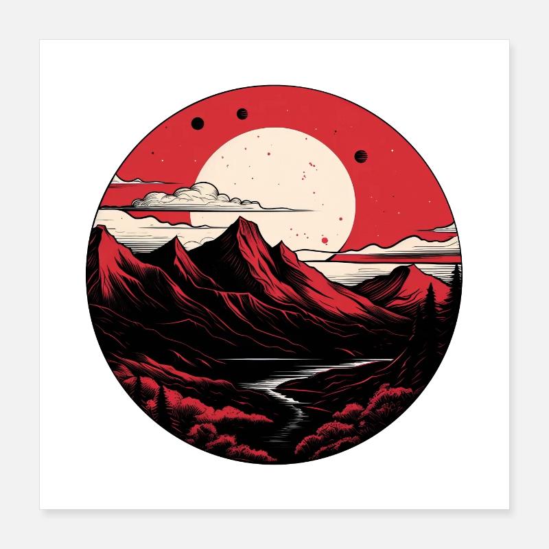 Full moon mountains Poster 16" x 16" (40x40 cm)