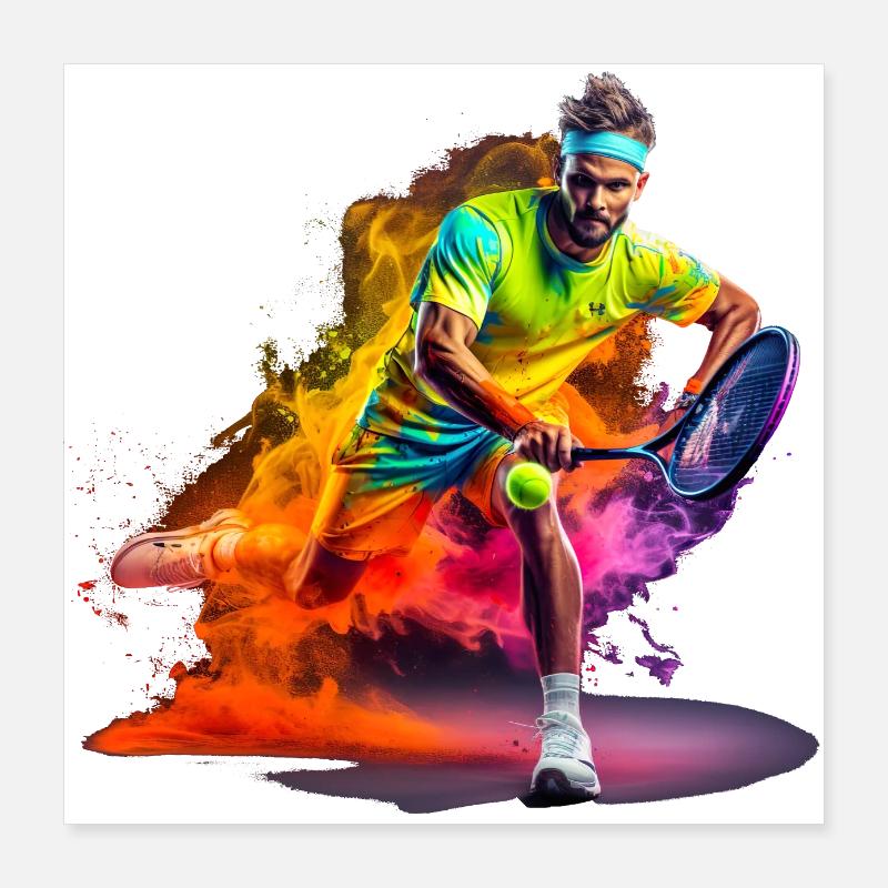 Tennisspiel mit zwei oder vier Spieler Poster 40x40 cm